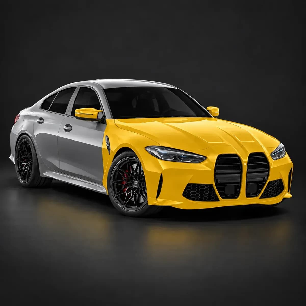 Car diagram showing Open Road Pack paint protection film coverage across the full bonnet, front bumper, guards and mirrors