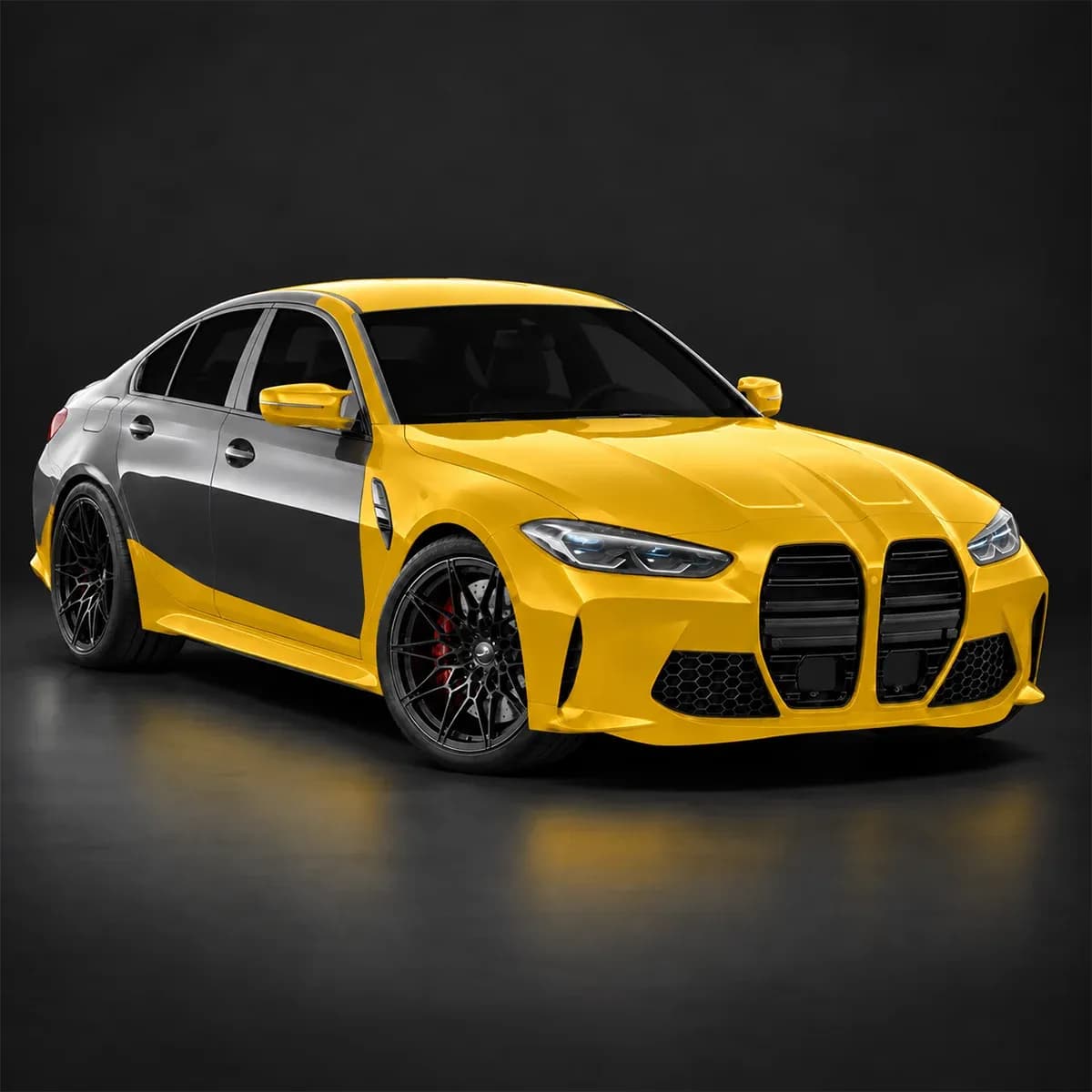 Car diagram showing Weekender paint protection film coverage across the bonnet, front guards, bumper, A-pillars, roofline, rocker panels and mirrors